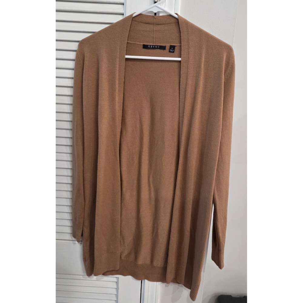 Cyrus Women Brown Open Front Cardigan Rayon Blend Sweater Small C821710D